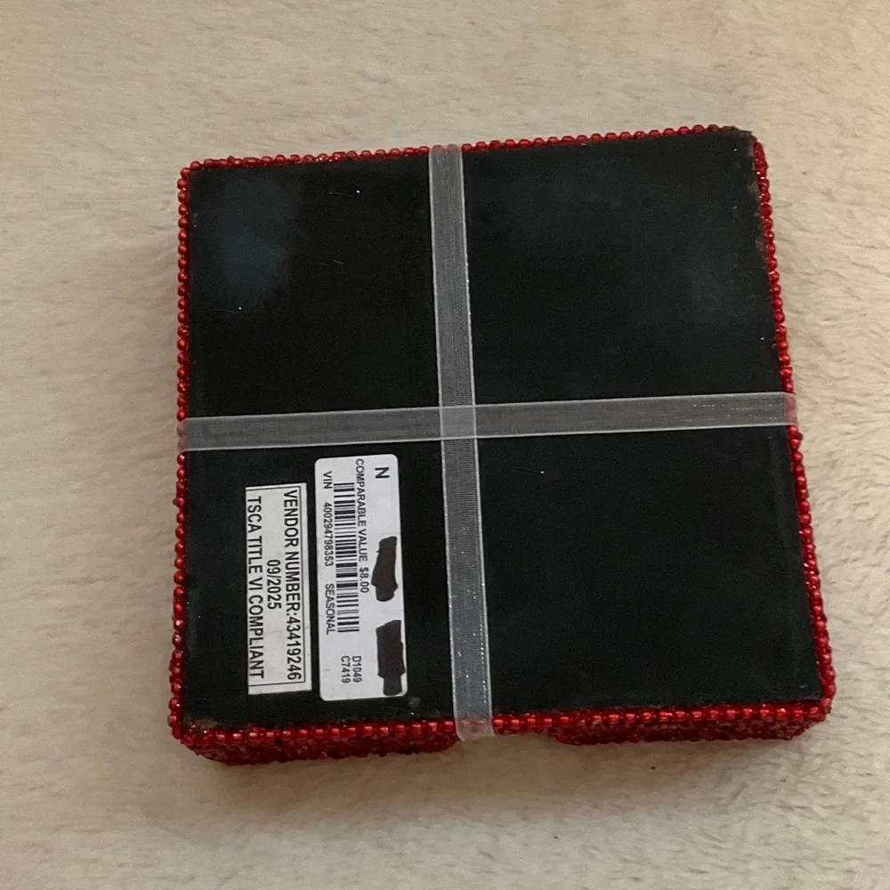Love Themed Red and Gold Coaster Set